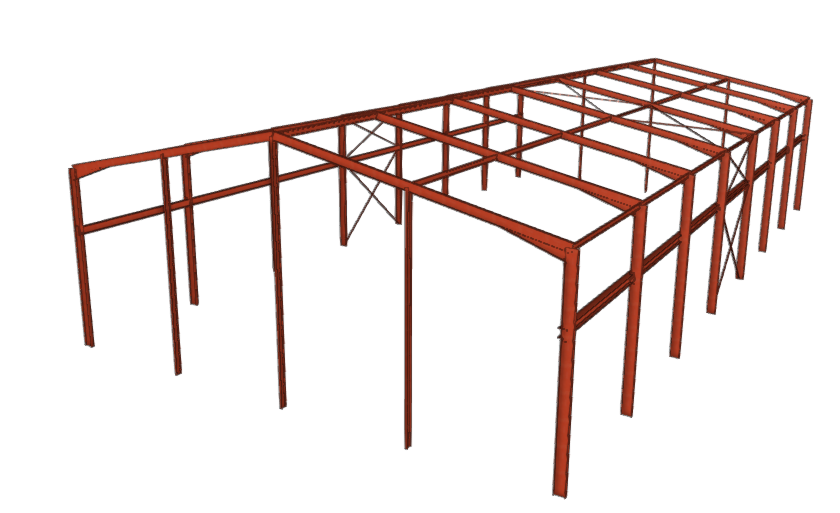 Modèle 3D CYPE — bâtiment industriel chantier naval avec pont roulant 8 tonnes, Rouen, structure métallique