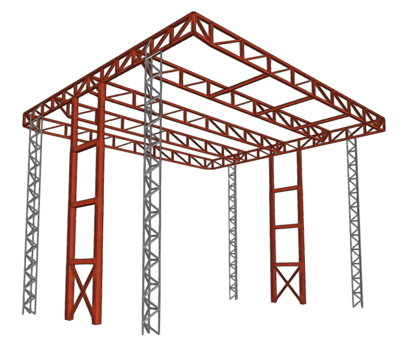 Modèle 3D CYPE — superstructure scène de spectacles 160m², treillis acier et aluminium