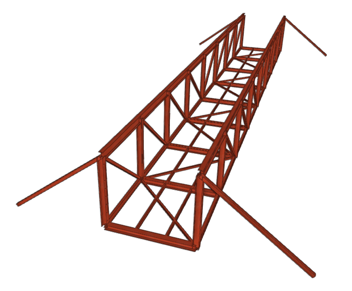 Modèle 3D CYPE — passerelle piéton lycée Béziers, portée 15m, structure métallique